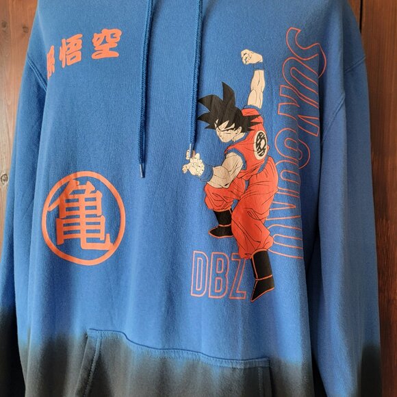 Mens Dragonball Z Blue/Black Son Goku Premium Logo Hoodie Sweatshirt Sz 2XL - Picture 6 of 12